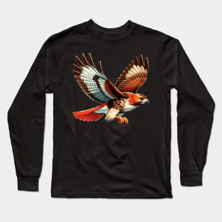 Flying Red Tailed Hawk Long Sleeve T-Shirt